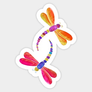 Pink and orange dragonflies Sticker